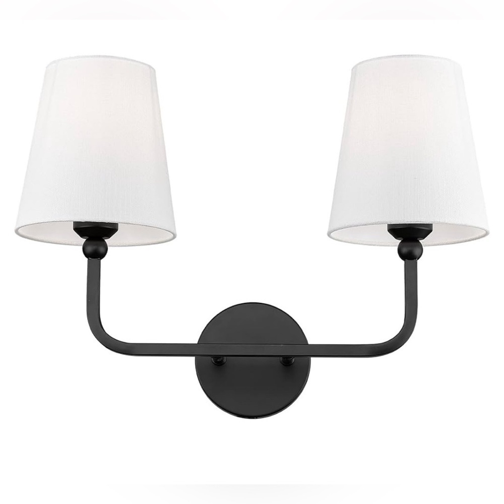 2-Light Bathroom Vanity Lights in Matte Black Finish, Modern Bedside Wall Sconce